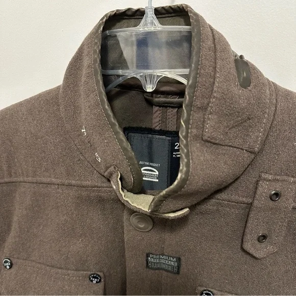 Premium Lounge Wool Blend Military Style Utility Cargo Jacket Coat Men XXL brown
